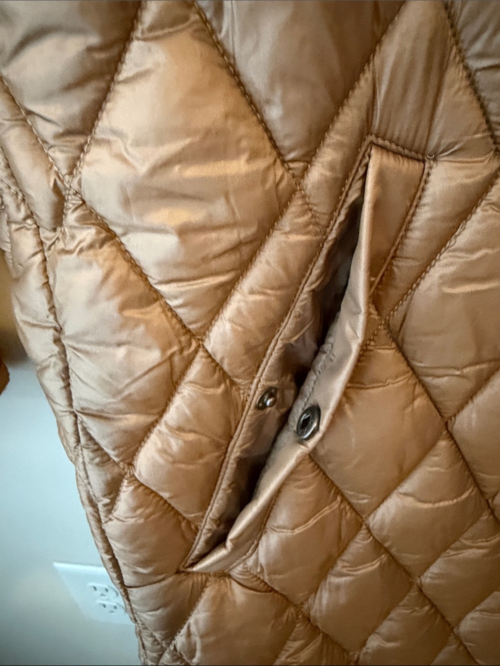 Martha Stewart Quilted Short-Sleeve Puffer Vest in Taupe - Picture 3 of 7